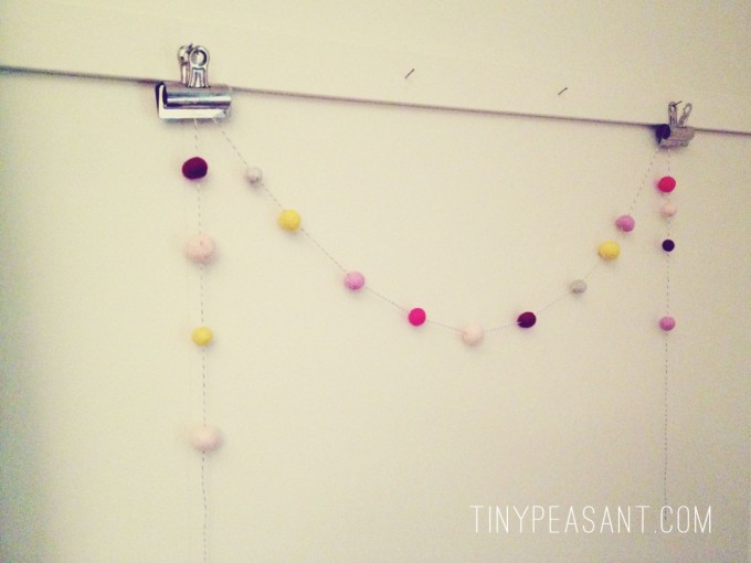 tiny peasant felted garland hanging