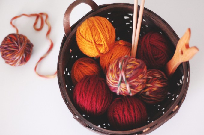 TP fall colours knitting basket